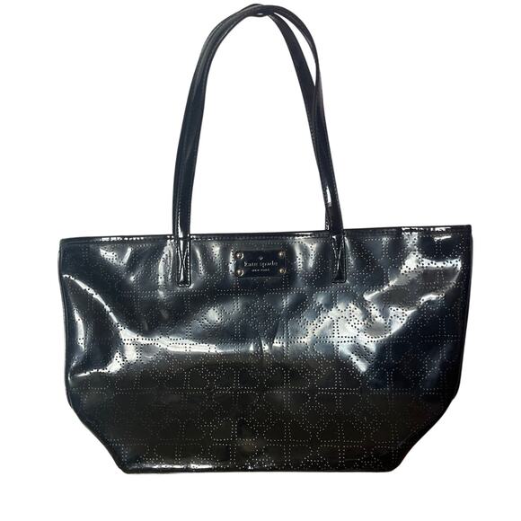 Kate Spade Large Harmony Metro Perforated Black Patent Leather Bag - Picture 1 of 8
